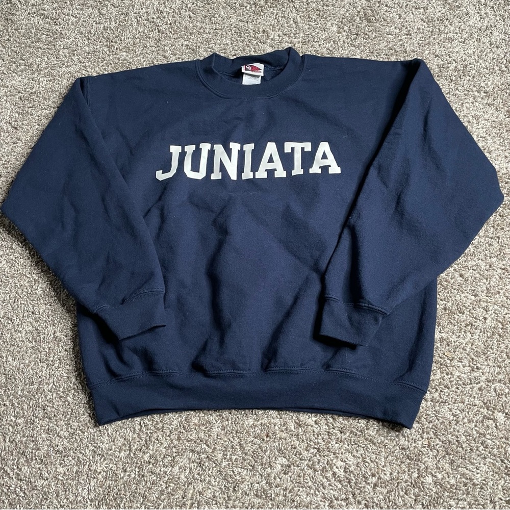 Juanita College Sweatshirt Mens Large Navy Blue Pullover Vintage Y2K Crew neck